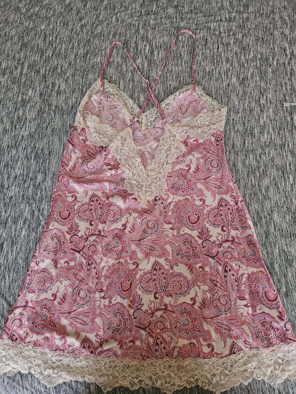Pink Paisley Lace Trim Nightgown